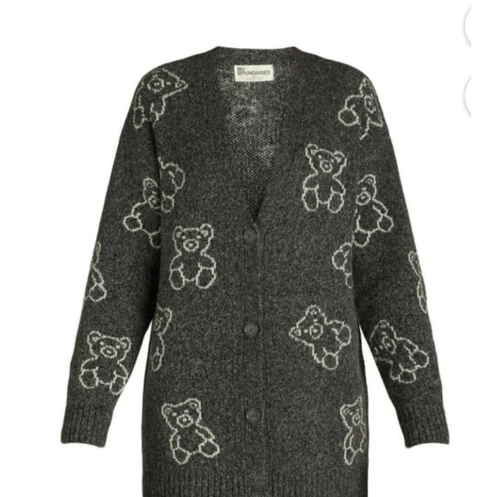 New Womens NO BOUNDARIES Charcoal Grey Teddy Bear Knit Long Cardigan Sweater